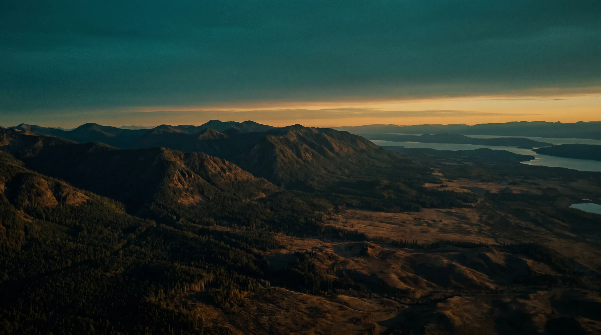 Wide atmospheric landscape at twilight